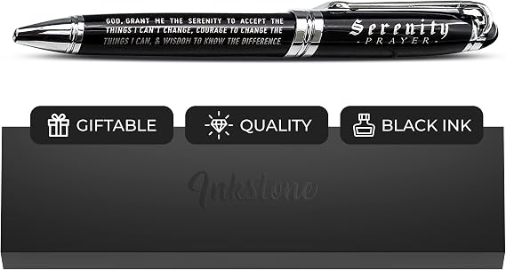 Inkstone Serenity Prayer Engraved Inspirational Gift Pen with Presentation Box Faith Sobriety Recovery Quote Gift