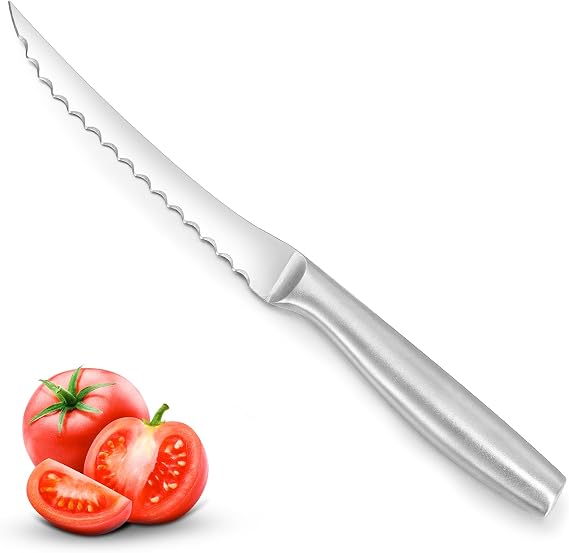 Omesata Tomato Knife, Tomato Slicing Knives Serrated Blade | High Carbon Stainless Steel, Smooth Cutting Tomatoes, Vegetables and Fruits