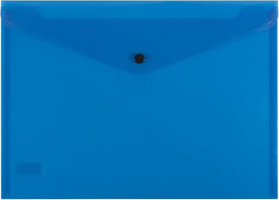 Bantex Document Wallet A4 Polypropylene Button Closure Translucent Blue [Item No. 100851892]