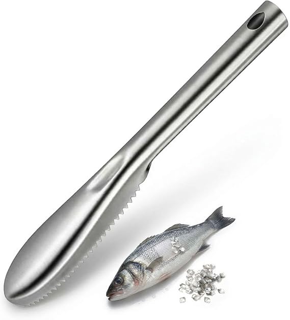 Orret Home Paslanmaz Metal Balık Pulu Ayıklayıcı Balık Temizleyici Tırtıklı Dişli Balık Pulu Kazıyıcı Ergonomik El Tipi Balık Derisi ve Pulu Temizleme Aparatı Mutfak İçin Dayanıklı Pratik Balık Soyma