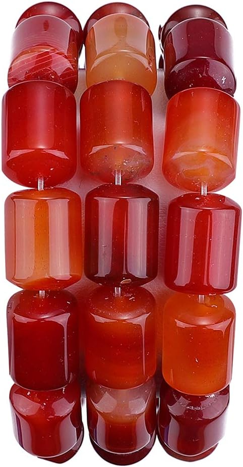 BEADIA Natural Red Agate Cylinder Stone Loose Semi Gemstone Beads for Jewelry Making 10mmx14mm 38cm