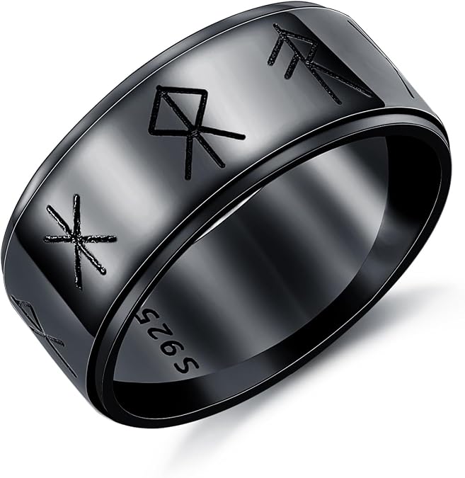 Viking Rings for Men 925 Sterling Silver Norse Viking Runes Ring Norse Nordic Jewelry Gift for Men