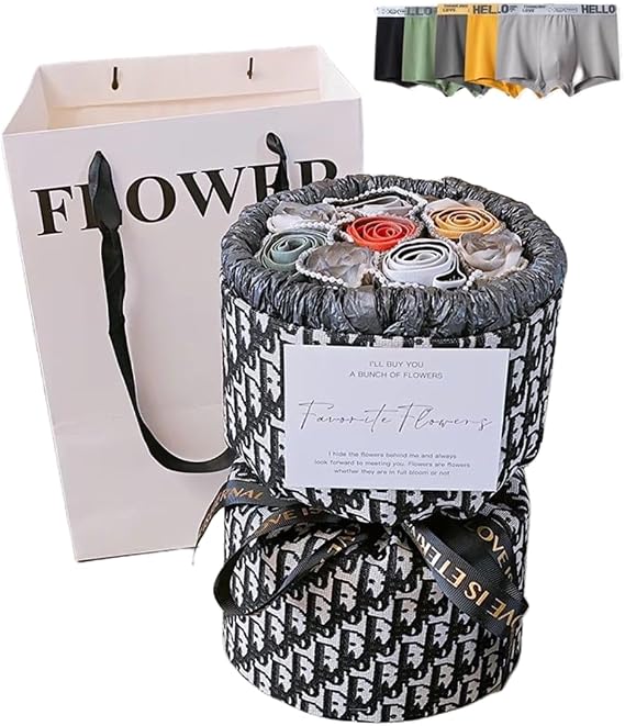 Valentine's Day Gift for Him - Men's Underwear Trunks Bouquet 9 pack, Romantic Surprise Gift Box for Boyfriend/Husband on Anniversaries Black