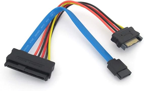 SAS 29 Pin to 7 Pin SATA Cable with 15 Pin SATA Power Cable 6 Inches