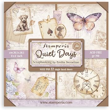 Stamperia - Scrapbook Paper Pad for Scrapbooking, Albums, Card Making, Bullet Journalling and More, Acid Free, Single Face, Perfect for Hobbies, Crafts, and Gifting Quiet Days 20.3 x 20.3cm
