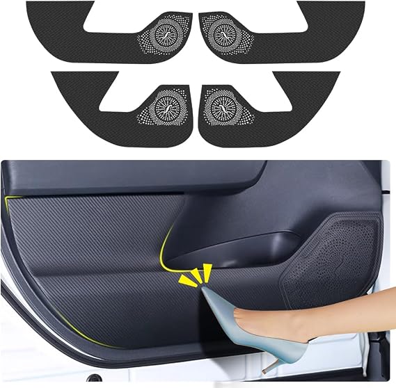 Car Door Anti Kick Pad for Toyota RAV4 2019 2020 2021 2022 2023 2024 2025 Hybrid Prime Accessories Carbon Fiber Style Leather Sticker Door Sill Protector Cover Edge Guard Side Mat Interior Dirty
