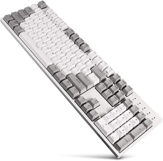 DURGOD Heavy Duty Mechanical Keyboard with Cherry MX Brown Switches N-Key Rollover 104 Keys(PBT Keycaps) Type C Interface for Gamer/Typists/Office/Home (White,ANSI/US)