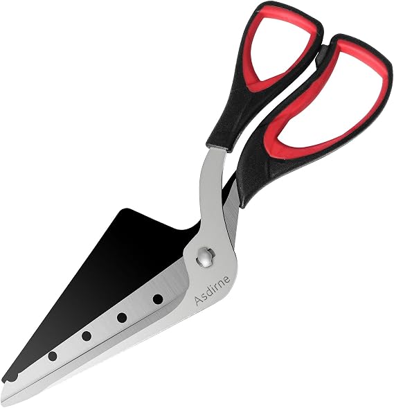 Asdirne Pizza Scissors Pizza Cutter with Sharp Food Grade Stainless Steel Blade and Soft Grip Handle Multifunctional Kitchen Scissors 27 cm Black/Red