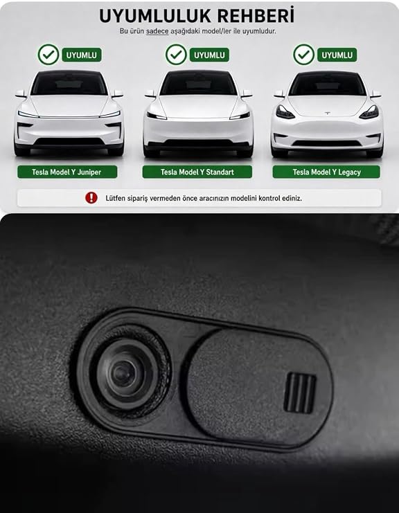 2 Adet Li Parts Tesla Model Y Juniper ve Model Y/3 ve Standart Model Uyumlu Kamera Kapatıcı, Kamera Gizlilik Kapağı