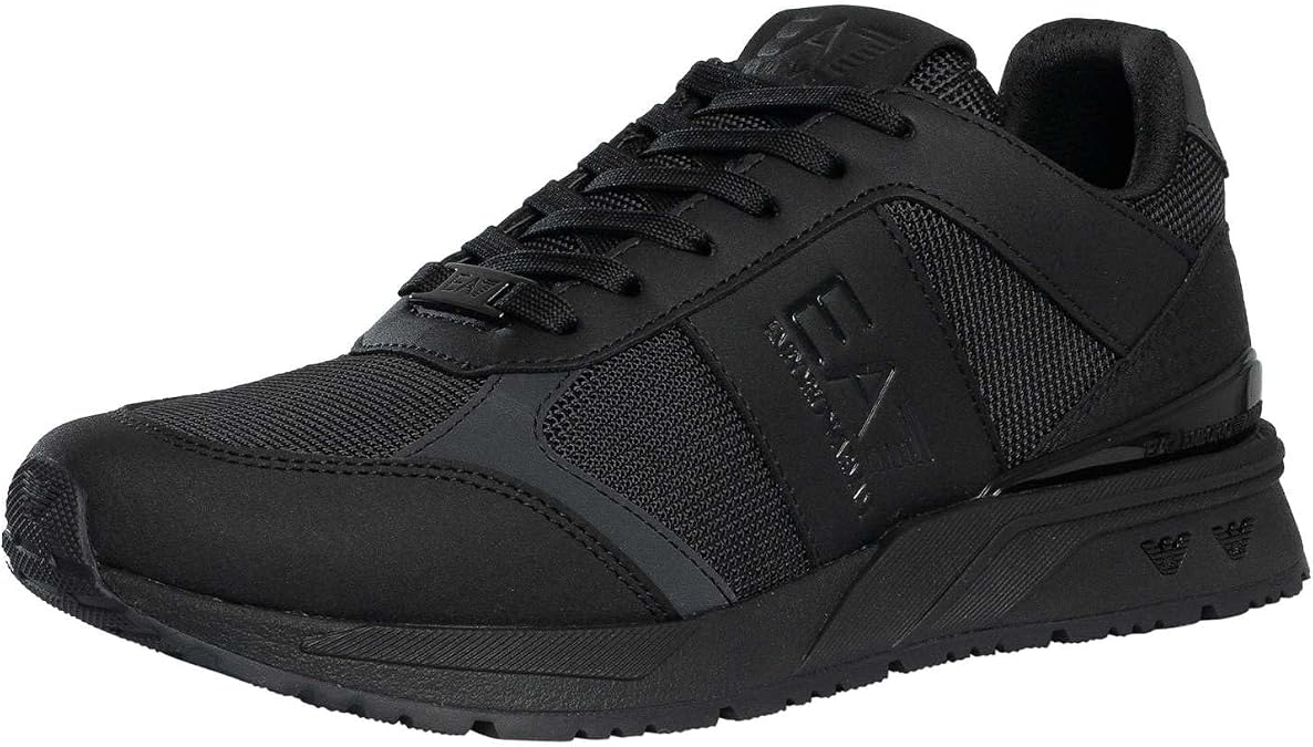 EA7 Men's Mesh Logo Trainers, Triple Black