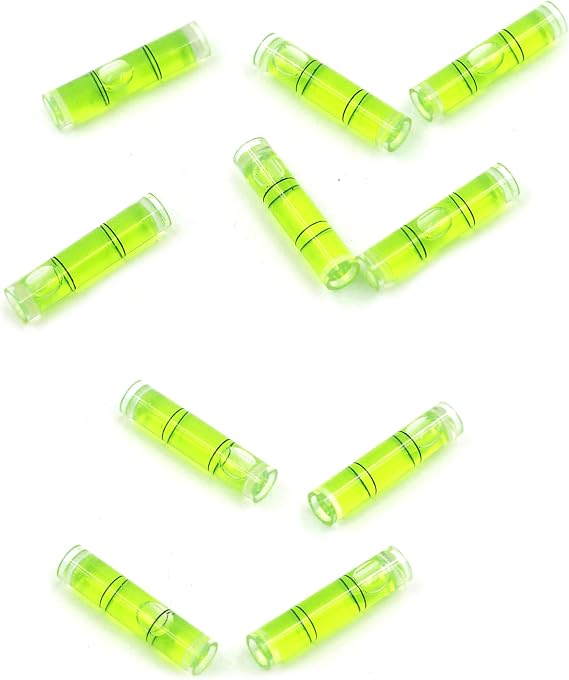 10 Pcs Mini Bubble Level Tool, Cylindrical Plastic Bubble Spirit Level Vials for TV Picture Frame Hanging Layout Tool, 1.4inch