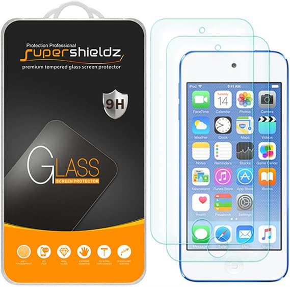 Supershieldz (2 Pack) Designed for Apple New iPod Touch (7th Gen 2019 Released, 6th and 5th Generation) Tempered Glass Screen Protector, Anti Scratch, Bubble Free