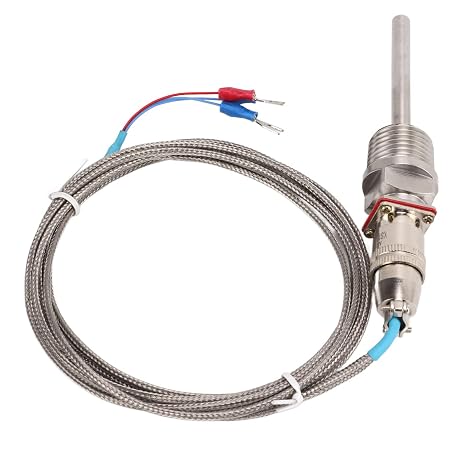 PT100 Temperature Sensor, Stainless Steel Probe with 1/2" NPT Thread,50°C to 200°C Range, Class A Accuracy, for HVAC, Food Processing, Industrial Temperature Control (2m Cable)
