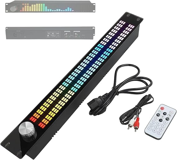 Audio Spectrum Analyzer, 31-Band Music Display, Dual 15-Segment Adjustment, Rack Mount, Independent Gain Control, Automatic Noise Reduction for Stage KTV Bar