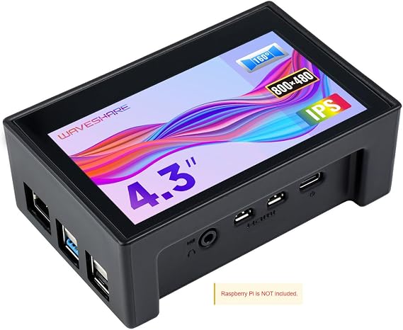 Waveshare 4.3inch Capacitive Touch Display Compatible with Raspberry Pi 4B  with Protection Case 800480 Resolution IPS Wide Angle MIPI DSI Interface