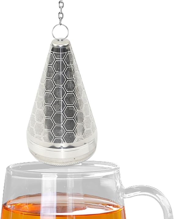 Tea Strainer Steeper Cone Filter with a Drip Tray