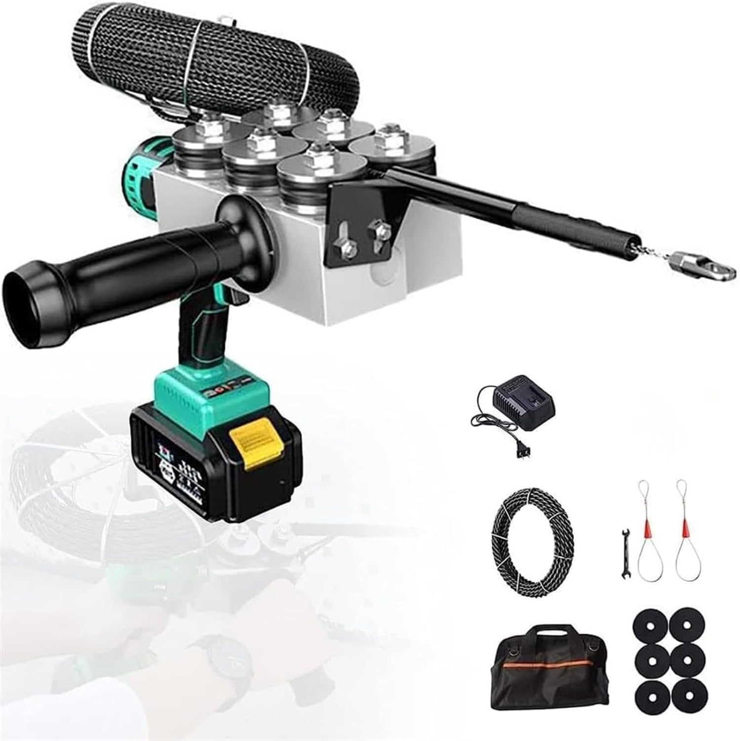 Electricians Cable Hidden Pipe Threading Device, Fully Automatic Threading Machine, Hidden Cable Electric Cable Pulling Tool, Lithium Battery Threading MachineSize:10 Sections 1 Electric