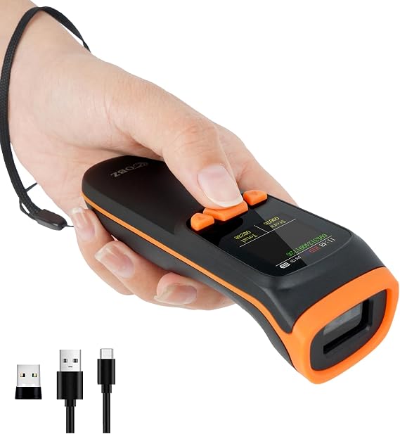 OBZ Portable Barcode Scanner Mini 2D Bluetooth Code Reader with Screen