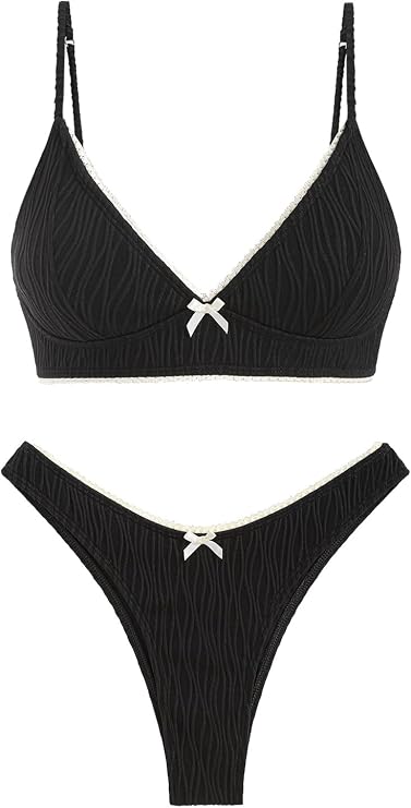 seamoly Leopard Lace Trim Bowknot Decor Cinched Tied Back Cheeky Bikini Set