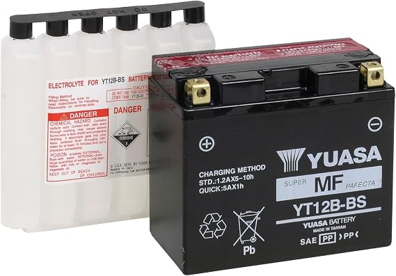 Yuasa YUAM6212B YT12B-BS Maintenance Free AGM Battery with Acid pack