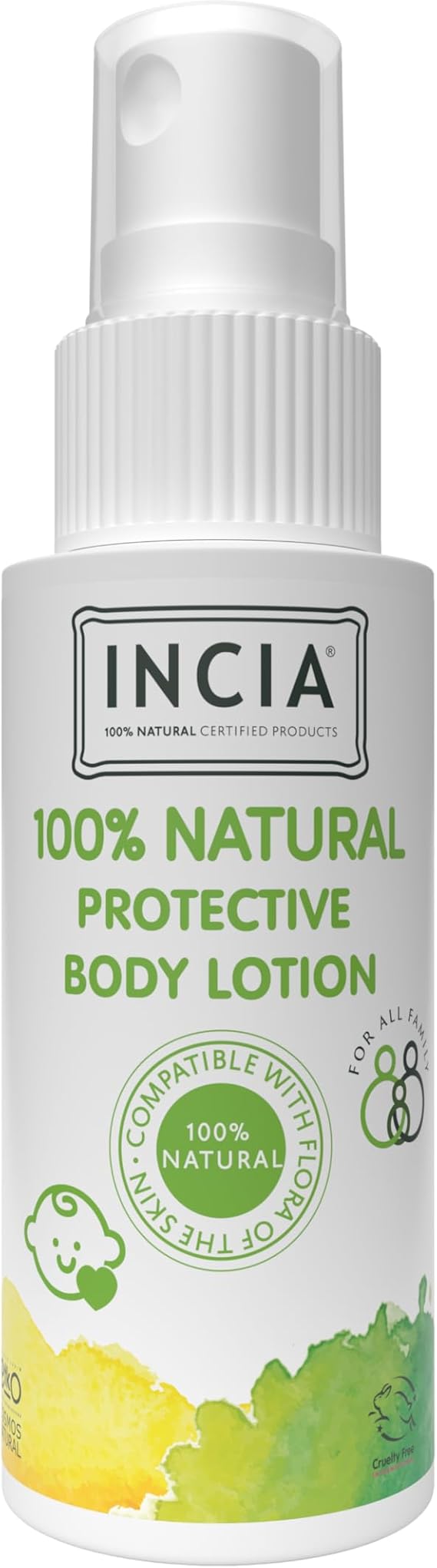 INCIA%100 Doğal Koruyucu Vücut Losyonu Sprey Yenidoğan Bebek Çocuk İçin Limon Okaliptus Vegan 50 ml