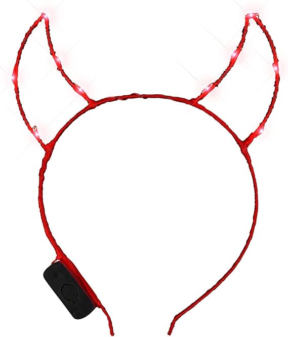 FlashingBlinkyLights Starlight Devil Horns Red LED Light Up Headband