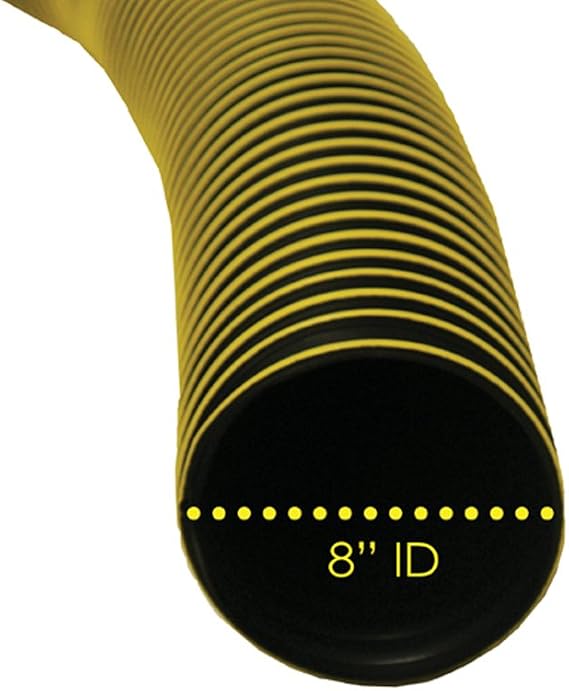 Thermoplastic Flex (Medium Duty) WS - Rubber Hose - 8" ID x 25ft Length Hose (Fully Stretched)