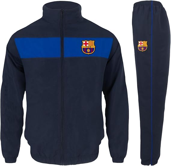 FC Barcelona Mens Tracksuit Jacket & Pants Set Official Football Gift