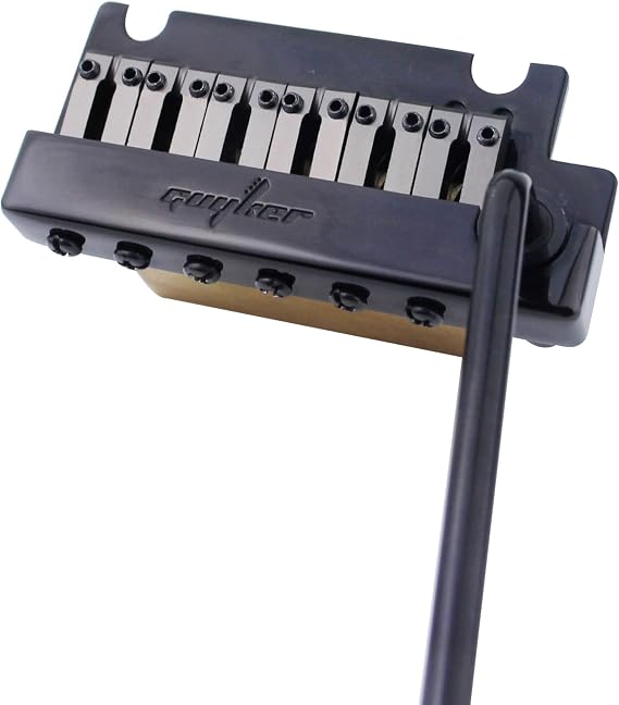 Guyker Guitar Tremolo Bridge String Spacing 10.8MM with Brass Saddle and Brass Block & Bridge Stud, Spring and Claw, Pop-In Vibrato Bar, Complete Install Kit, GG1009 Black
