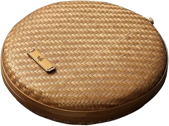 Round Rattan Boxes With Lid Hand-Woven Multi-Purpose Wicker Tray 8 Inch Food Bread Table Storage Basket