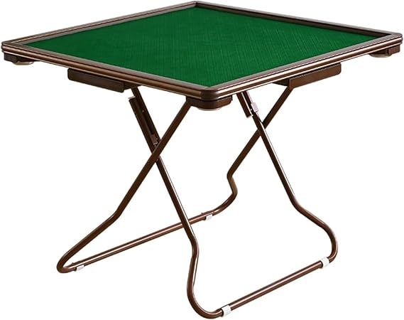 Folding Mahjong Table, Square Card Table with 4 Cup Holders, Space Saving Easy Storage, Perfect for Home Leisure and Board Games