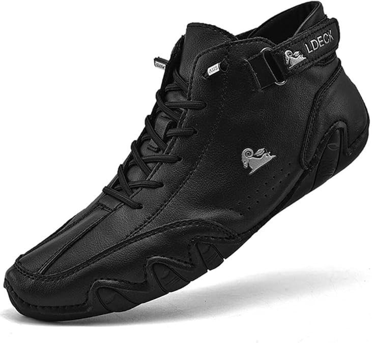 LANSGELING Italian Handmade Suede High Boots for Men Waterproof Leather Sneakers Chukka