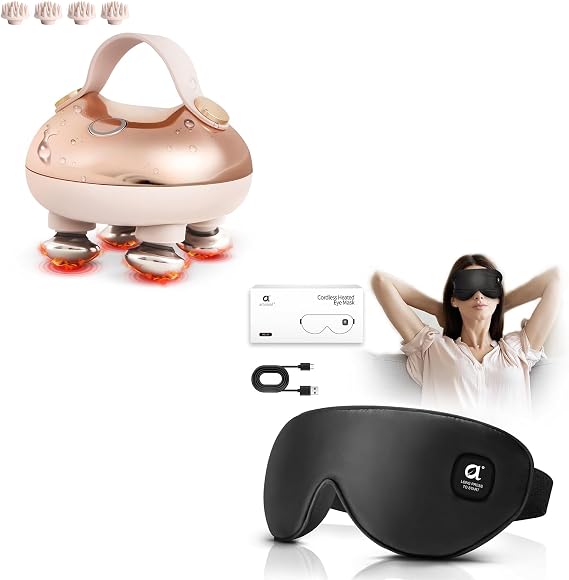 arboleaf Heated Head Massager and Heated Eye Mask Bundle