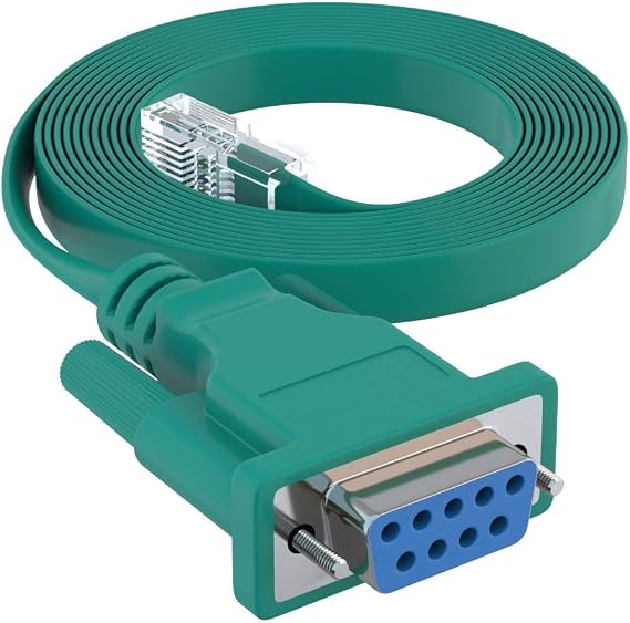 CableRack 6ft DB9 Female to RJ45 Male Rollover Console Cable for Cisco Green