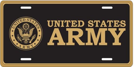 Mitchell Proffitt United States Army Crest Tag Decorative Wall or Car Display 7x13 Standard Measurement Non Functional Display Accessory for Home or Vehicle Interior