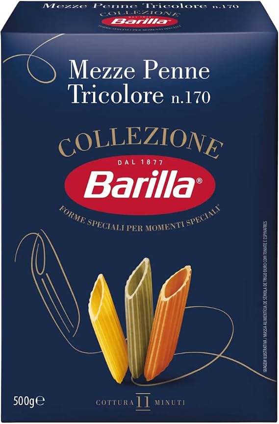 Barilla Pasta Collezione Tricolor Italy Mezze Penne Durum Wheat - 500Gram
