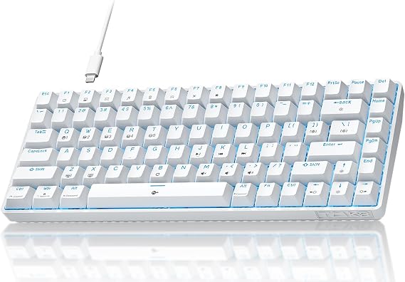 TMKB Technology Mechanical KeyBoard T84SE Oyun Klavyesi, Doğrusal Kırmızı Anahtarlı% 75 Mekanik Klavye, Buz Mavisi LED Arkadan Aydınlatmalı, Çıkarılabilir USB-C Kablosu, Bilgisayar/PC/Dizüstü/MAC için Tam Anahtar Rollover,ABD