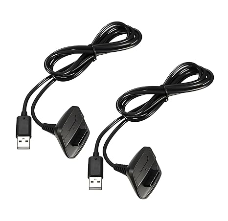 Qumox 2Pack 1.5m Charging Cable for Xbox 360, Wireless Controller USB Charging Cable Compatible with Microsoft Xbox360 / Xbox 360 Slim Wireless Game Controllers