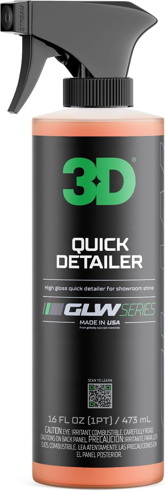 3D GLW Series Quick Detailer 16 oz - Spray On, Wipe Off Showroom Shine Detail Spray - Great for Light Dust, Fingerprints & Smudges - Safe on Paint, Wheels & Interior