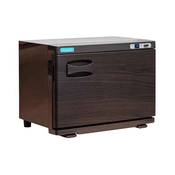 DERMALOGIC Towel Warmer BROWN WOOD GRAIN Towel Heater Warmer Cabinet 2 in 1 Electric Equipment 20L Massage Facial Spa Beauty Salon Nails Shop GYM Home and Commercial