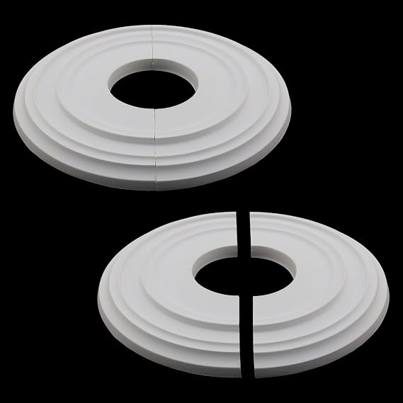 2PCS White Multiple Lines Ceiling Light Fixture Split Ceiling Medallion for Light Fixtures & Ceiling Fans, OD 12.2"