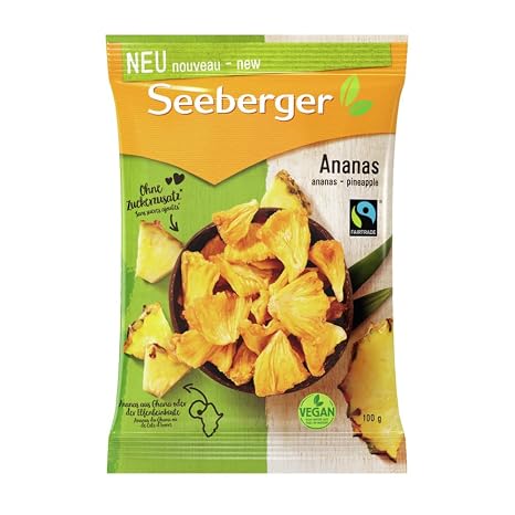 Seeberger Dried Pineapple Unsugared - Fairtrade Sweet and Fruity Aromatic Snack Sun-Ripened Pineapple (1 x 100 g)