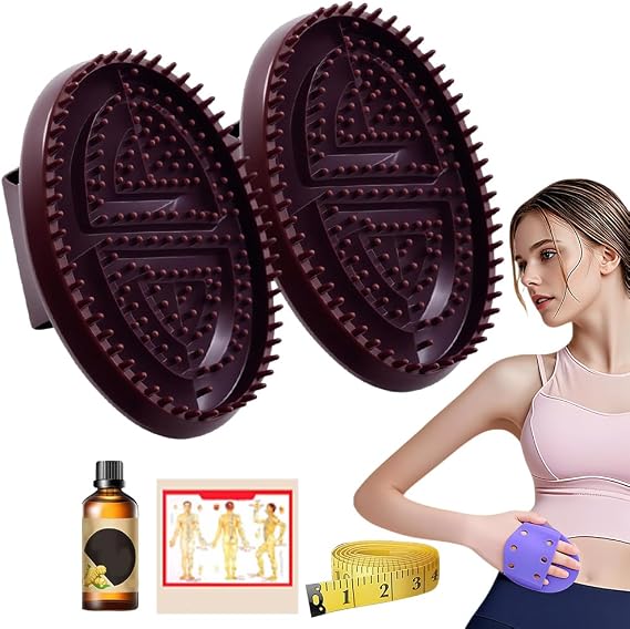 Meridian Brush Massage Brush,Beauty Salon Professional Custom Meridian Brush,Full Body Relaxation Comb,Portable Body Handheld Massage Tools (Brown +Essential Oil Set)