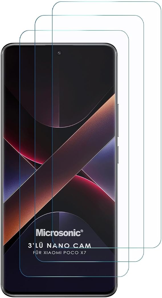 Microsonic Xiaomi Poco X7 Screen Protector Nano Glass Cam Ekran Koruyucu (3`lü Paket) [Poco X7 ile Uyumlu Ekran Koruyucu - Şeffaf]