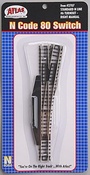 N Code 80 Nickel Silver #6 Manual Switch Right Atlas Trains