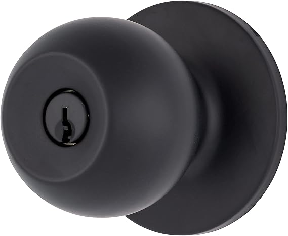 BRINKS Transitional Keyed Entry Ball Door Knob, Matte Black