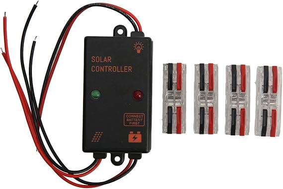 PerGar 5A Waterproof Solar Controller 6V/12V Auto, 5 amp Solar Panel Charging Regulator IP67 Waterproof 24Hours Work for Small Power Systems