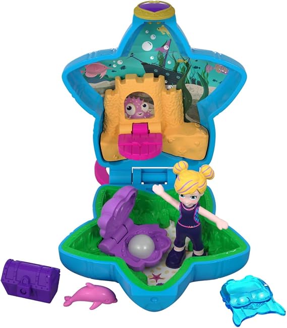Polly Pocket Tiny Pocket Places Aquarium Compact with Micro Polly Doll & Accessories