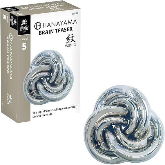 BePuzzled | Vortex Hanayama Metal Brainteaser Puzzle Mensa Rated Level 5, for Ages 12 and Up
