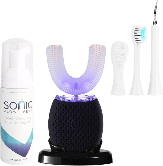 Adult Automatic Ultrasonic Toothbrush Waterproof Travel Timer Black